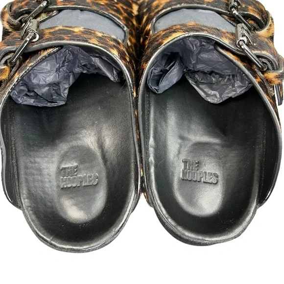NIB The Kooples Leo Poulain Leather Animal Print Double Strap Sandal Size EU38 - Picture 5 of 12